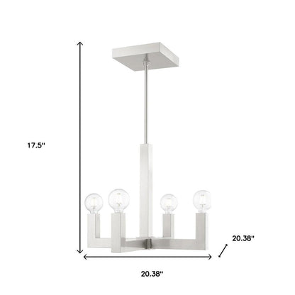 Nickel Four Light Metal Dimmable Chandelier With Shades HomeRoots