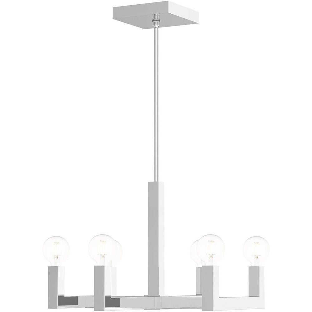 Silver Six Light Metal Dimmable Chandelier With Shades HomeRoots
