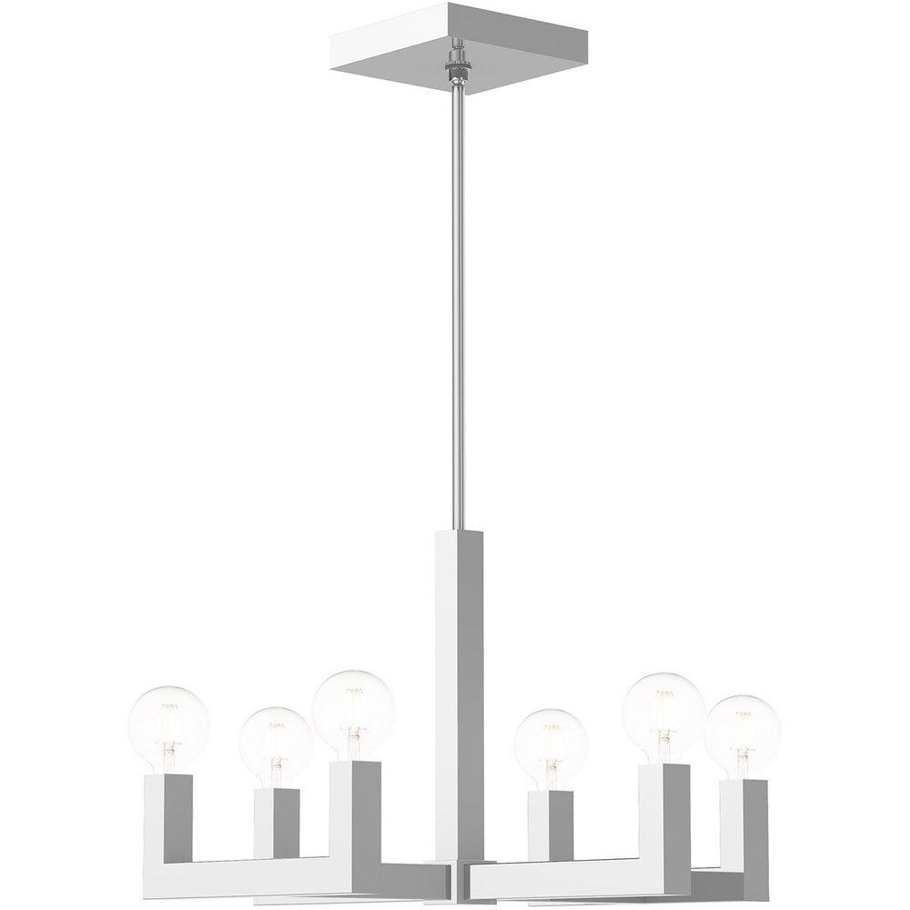 Silver Six Light Metal Dimmable Chandelier With Shades HomeRoots