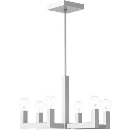 Silver Six Light Metal Dimmable Chandelier With Shades HomeRoots