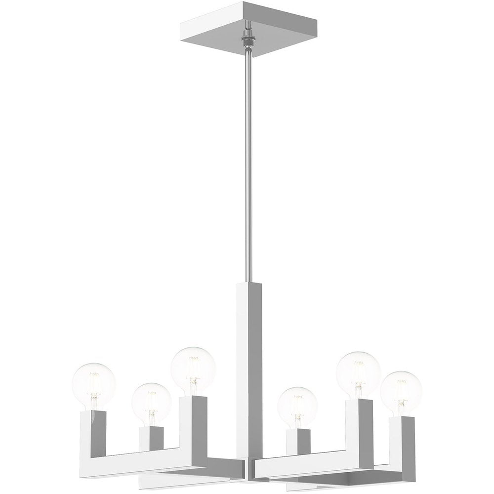 Silver Six Light Metal Dimmable Chandelier With Shades HomeRoots