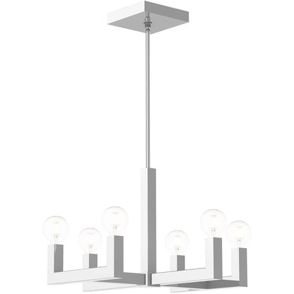 Silver Six Light Metal Dimmable Chandelier With Shades HomeRoots
