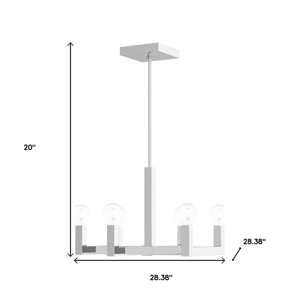 Silver Six Light Metal Dimmable Chandelier With Shades HomeRoots