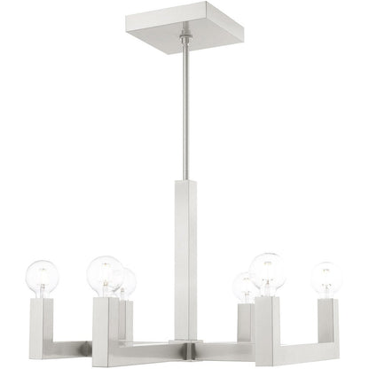 Nickel Six Light Metal Dimmable Chandelier With Shades HomeRoots