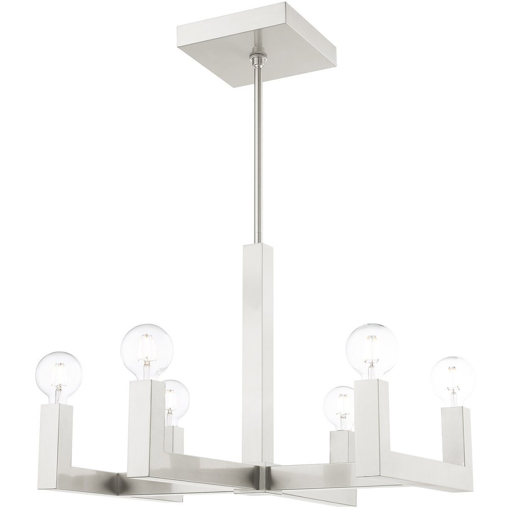 Nickel Six Light Metal Dimmable Chandelier With Shades HomeRoots