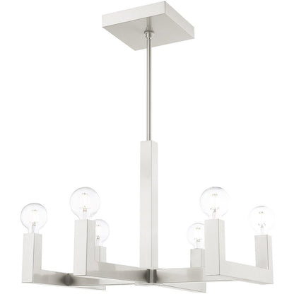 Nickel Six Light Metal Dimmable Chandelier With Shades HomeRoots