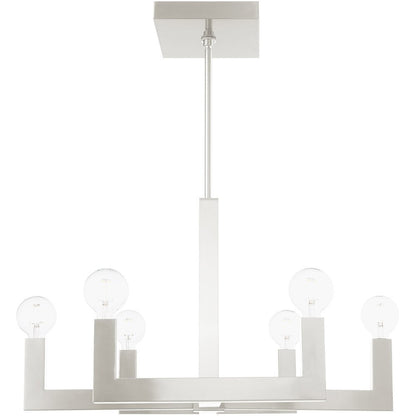 Nickel Six Light Metal Dimmable Chandelier With Shades HomeRoots