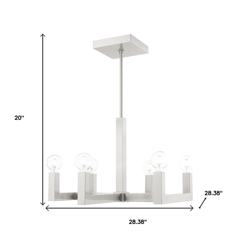Nickel Six Light Metal Dimmable Chandelier With Shades HomeRoots