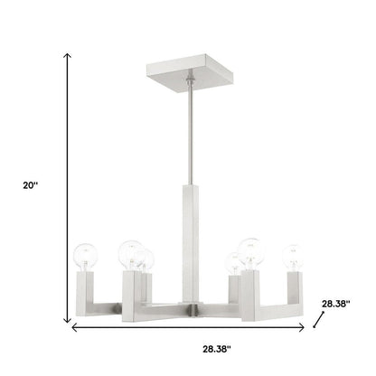 Nickel Six Light Metal Dimmable Chandelier With Shades HomeRoots
