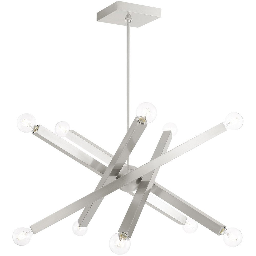 Nickel Ten Light Metal Dimmable Chandelier With Shades HomeRoots