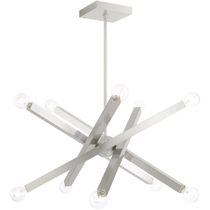 Nickel Ten Light Metal Dimmable Chandelier With Shades HomeRoots