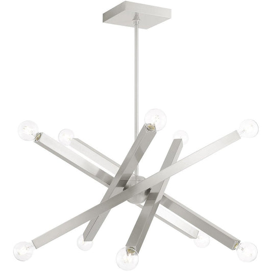 Nickel Ten Light Metal Dimmable Chandelier With Shades HomeRoots