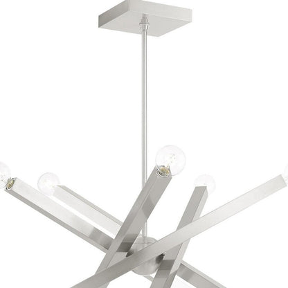 Nickel Ten Light Metal Dimmable Chandelier With Shades HomeRoots