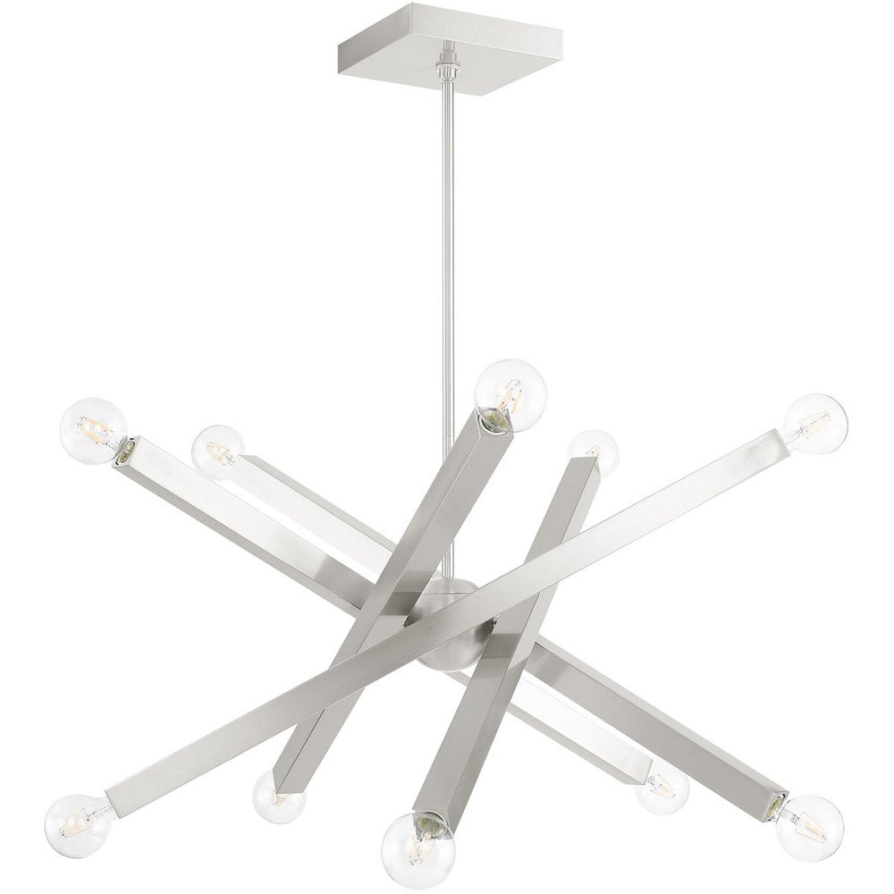 Nickel Ten Light Metal Dimmable Chandelier With Shades HomeRoots