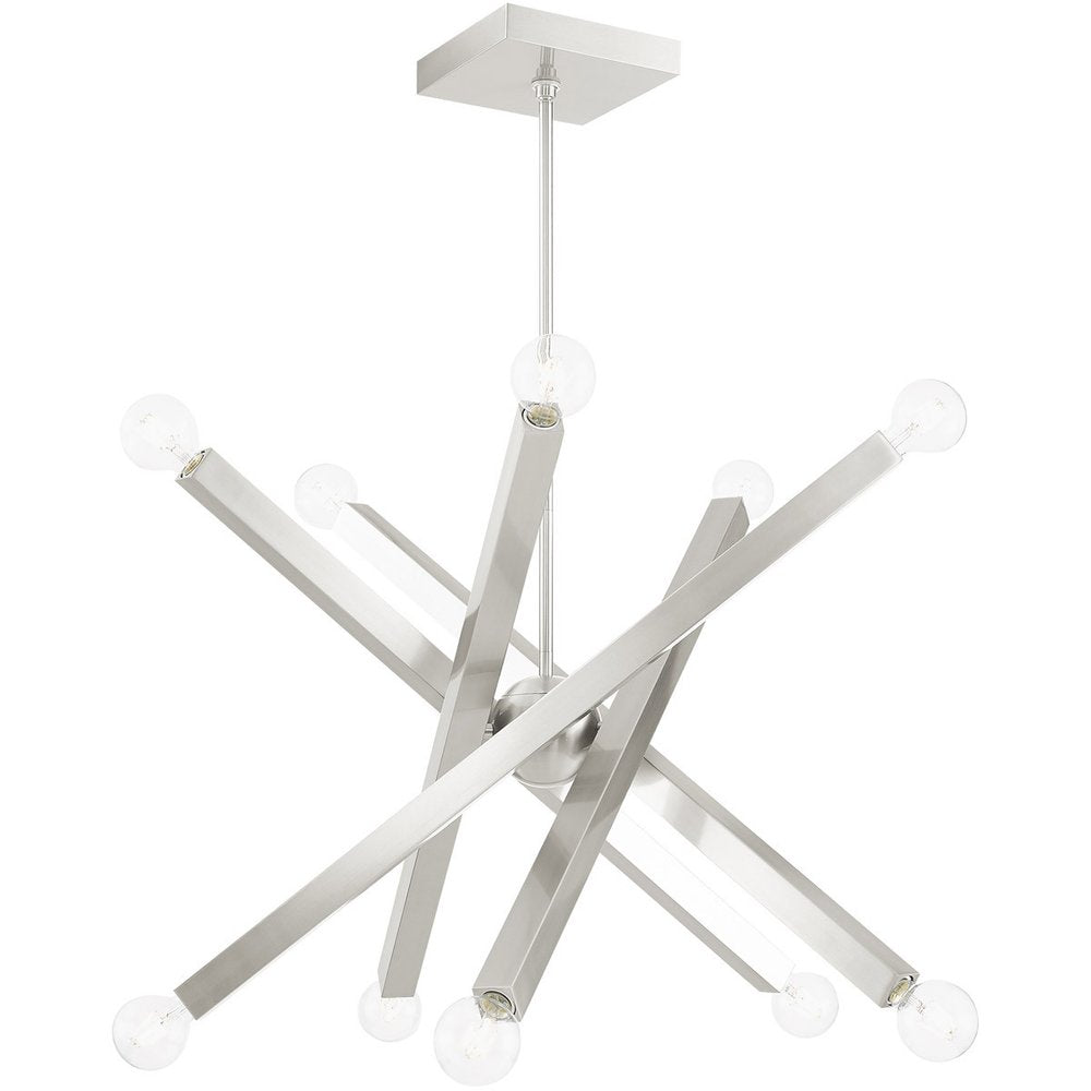 Nickel Ten Light Metal Dimmable Chandelier With Shades HomeRoots