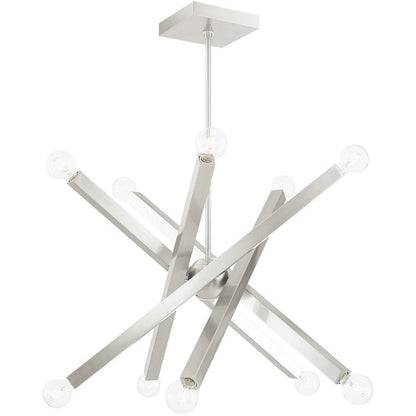 Nickel Ten Light Metal Dimmable Chandelier With Shades HomeRoots