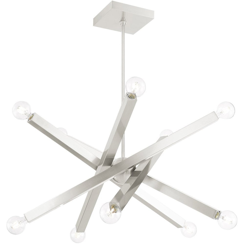 Nickel Ten Light Metal Dimmable Chandelier With Shades HomeRoots
