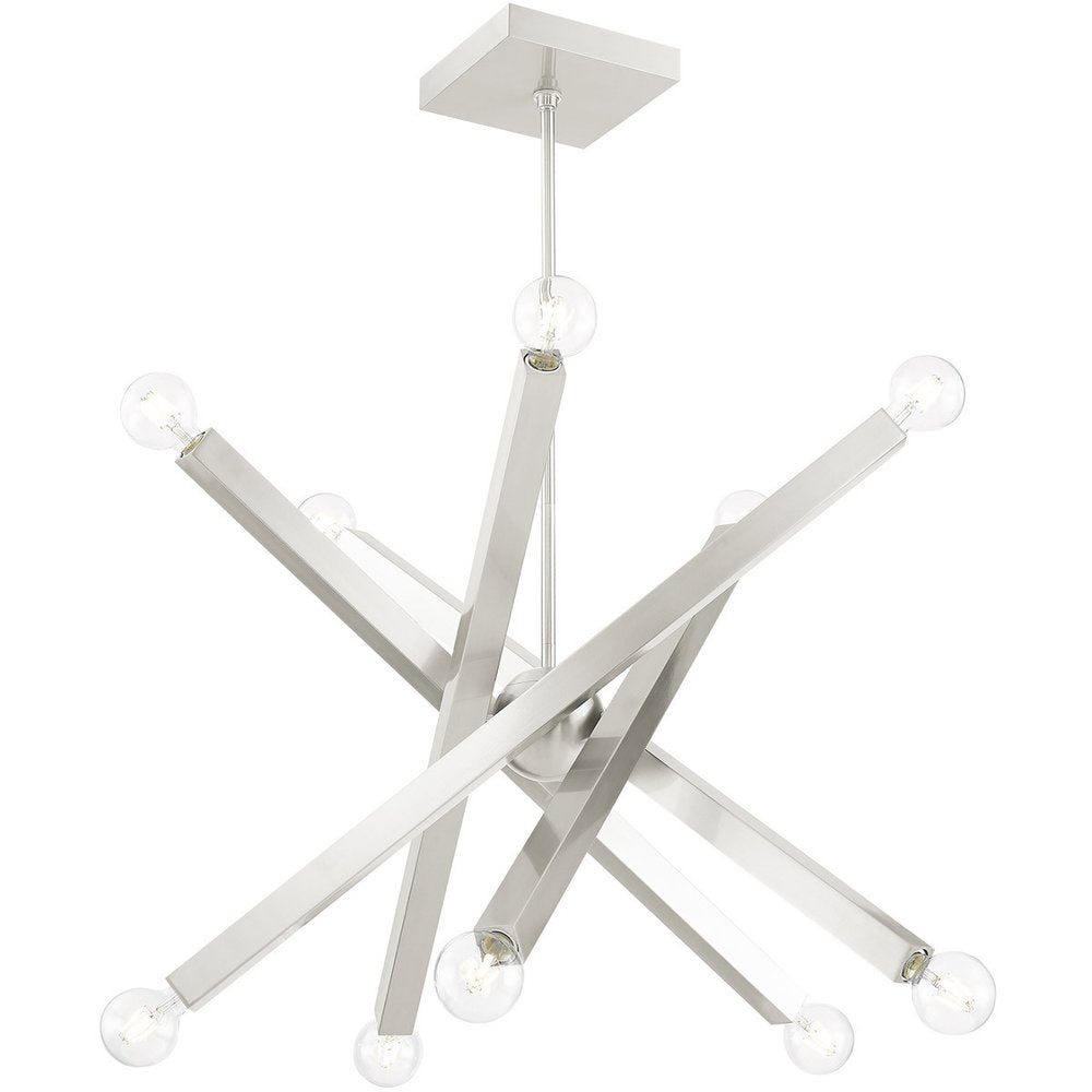 Nickel Ten Light Metal Dimmable Chandelier With Shades HomeRoots