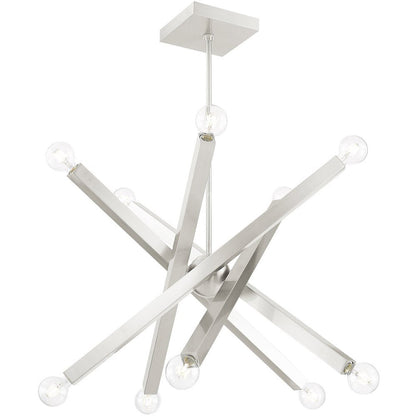 Nickel Ten Light Metal Dimmable Chandelier With Shades HomeRoots