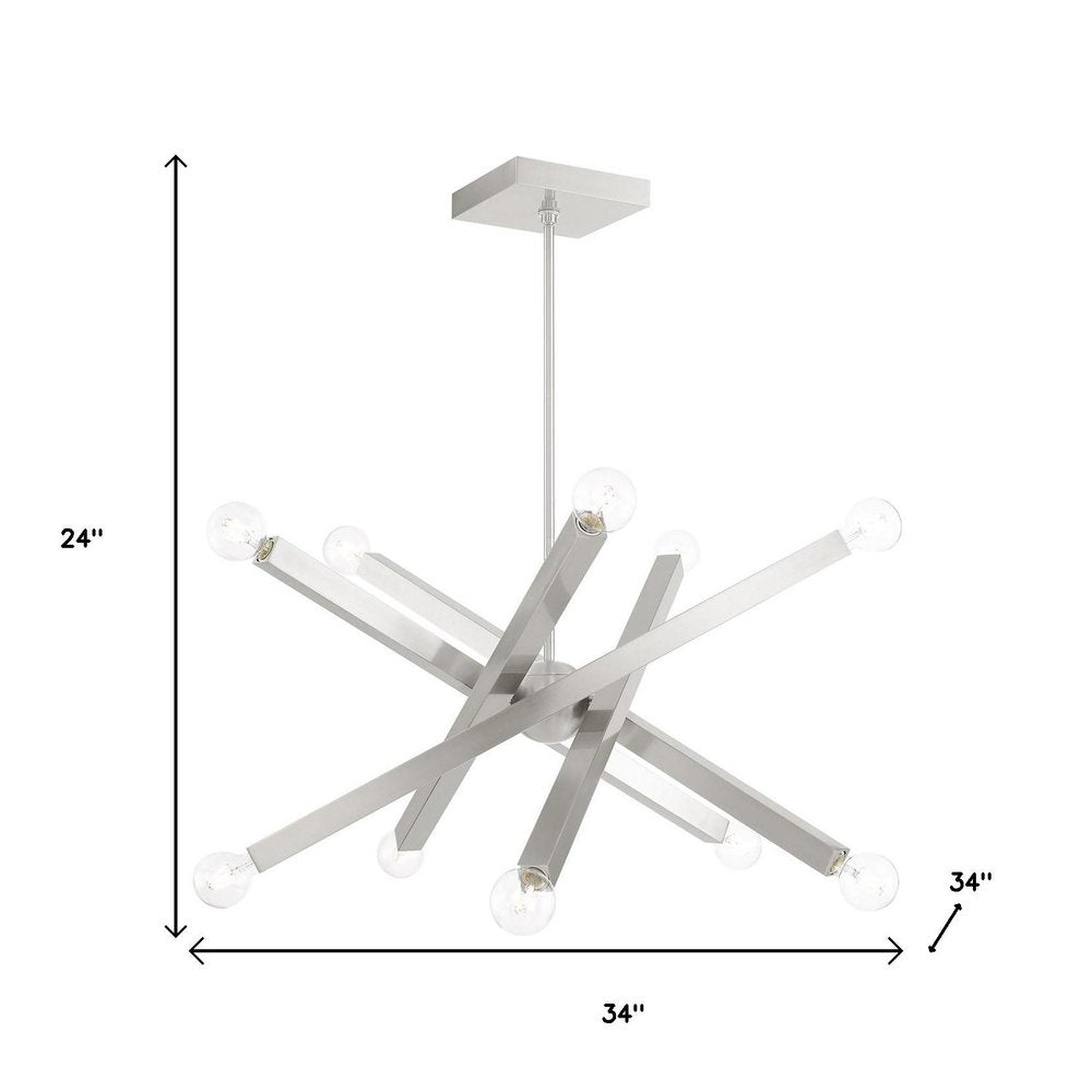 Nickel Ten Light Metal Dimmable Chandelier With Shades HomeRoots