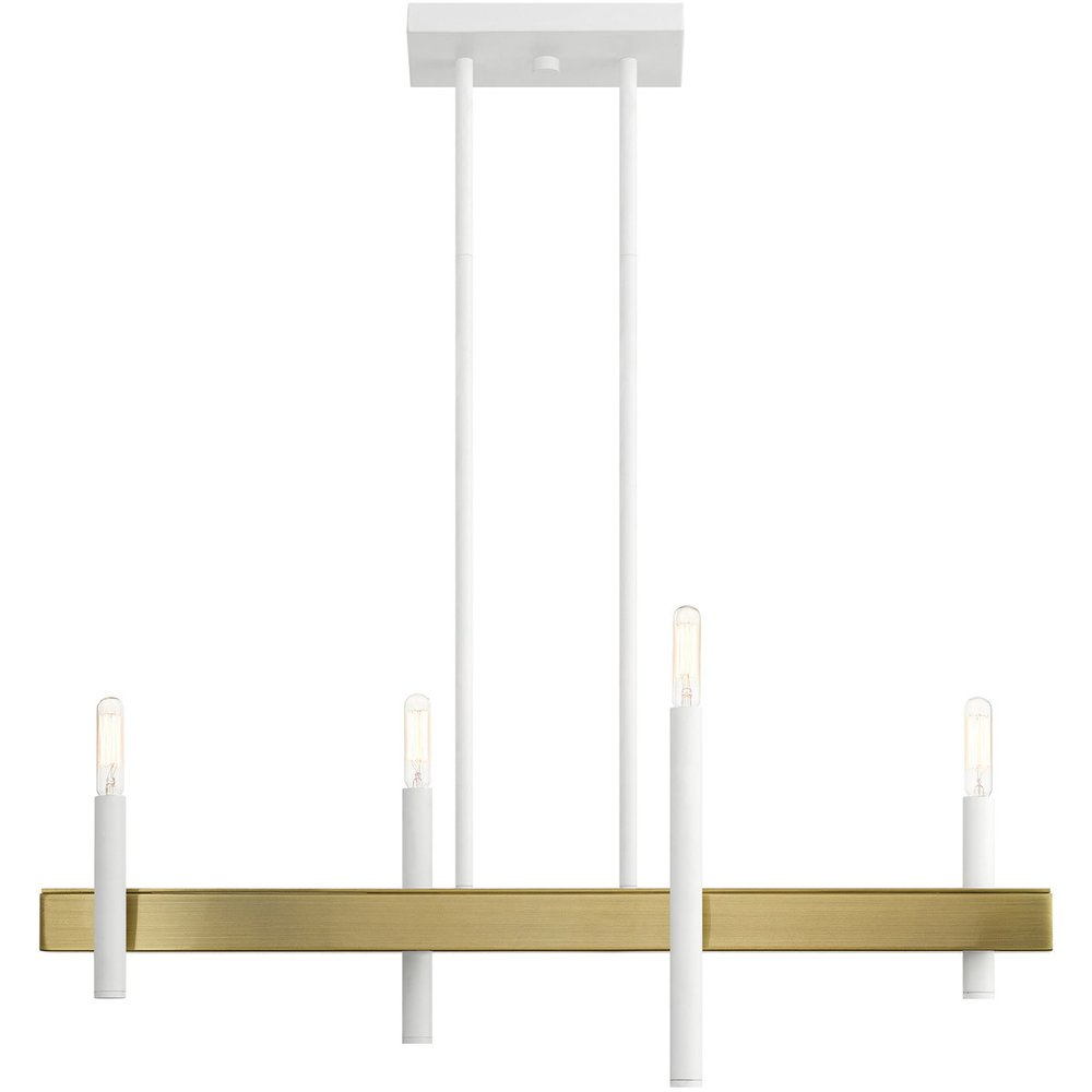 Brass Four Light Metal Dimmable Chandelier With Shades HomeRoots