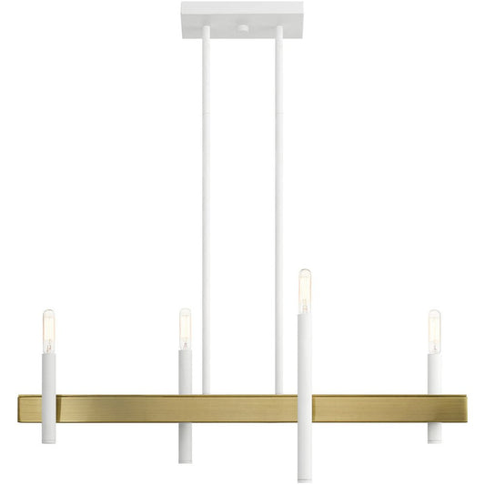 Brass Four Light Metal Dimmable Chandelier With Shades HomeRoots