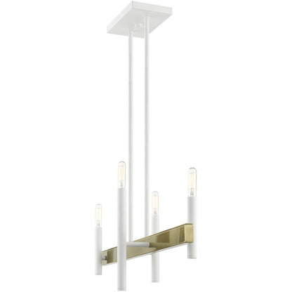 Brass Four Light Metal Dimmable Chandelier With Shades HomeRoots