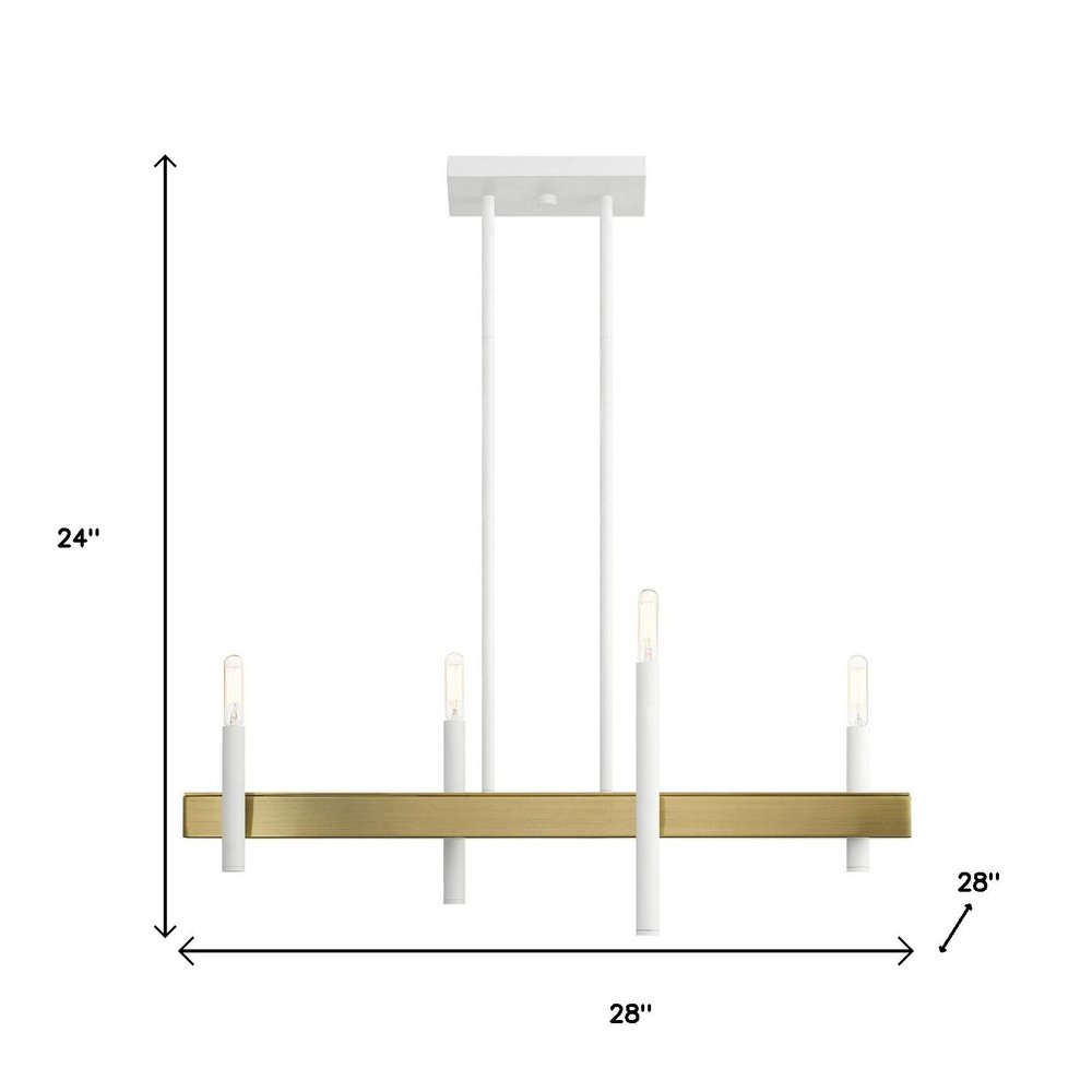 Brass Four Light Metal Dimmable Chandelier With Shades HomeRoots