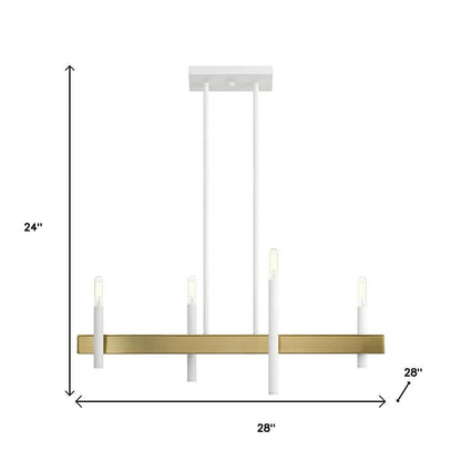 Brass Four Light Metal Dimmable Chandelier With Shades HomeRoots
