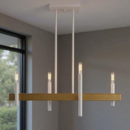 Brass Four Light Metal Dimmable Chandelier With Shades HomeRoots