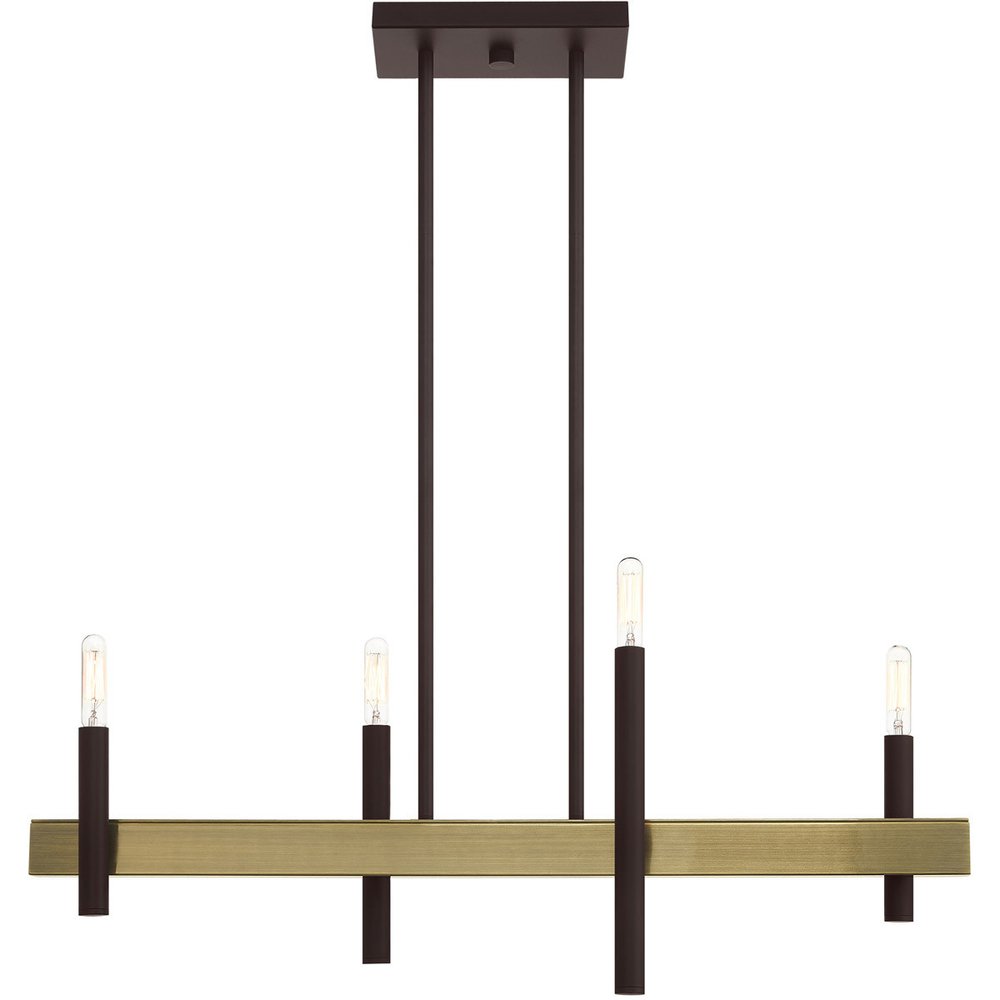 Bronze Four Light Metal Dimmable Chandelier With Shades HomeRoots