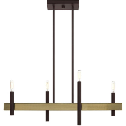 Bronze Four Light Metal Dimmable Chandelier With Shades HomeRoots