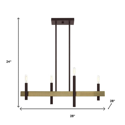 Bronze Four Light Metal Dimmable Chandelier With Shades HomeRoots