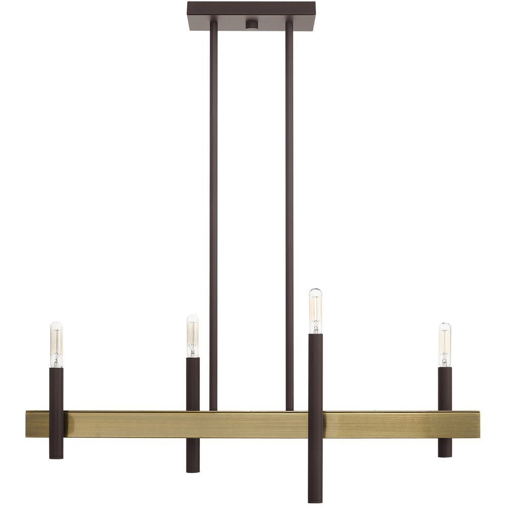 Bronze Four Light Metal Dimmable Chandelier With Shades HomeRoots