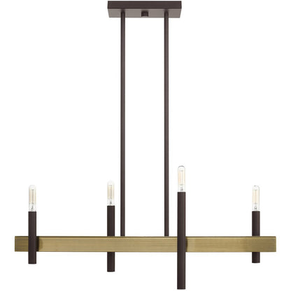 Bronze Four Light Metal Dimmable Chandelier With Shades HomeRoots