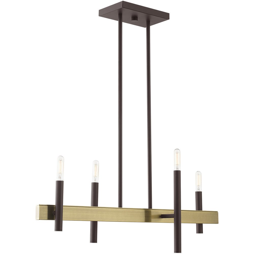 Bronze Four Light Metal Dimmable Chandelier With Shades HomeRoots