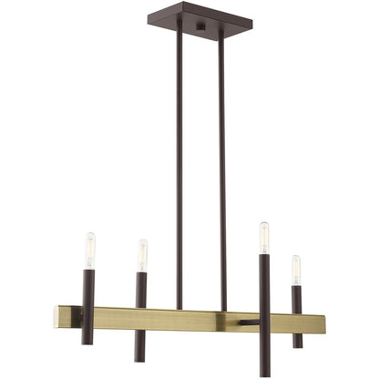 Bronze Four Light Metal Dimmable Chandelier With Shades HomeRoots