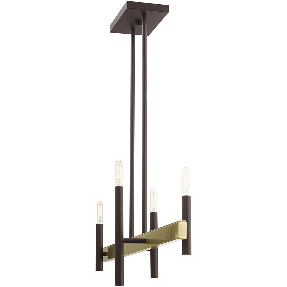 Bronze Four Light Metal Dimmable Chandelier With Shades HomeRoots