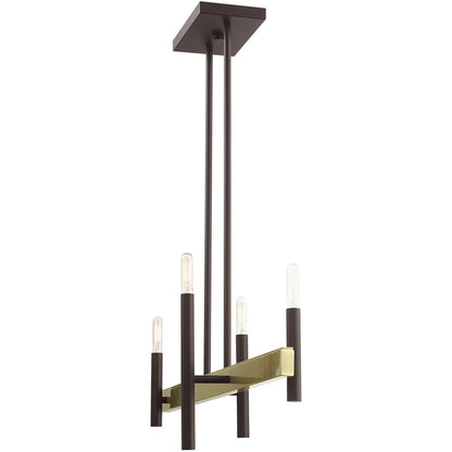 Bronze Four Light Metal Dimmable Chandelier With Shades HomeRoots