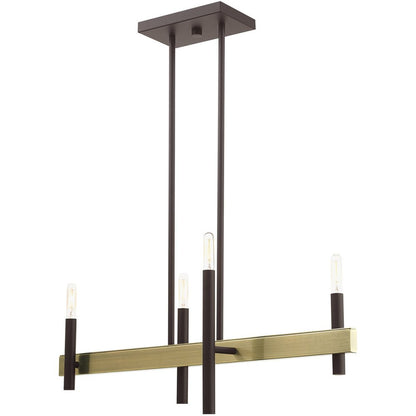Bronze Four Light Metal Dimmable Chandelier With Shades HomeRoots