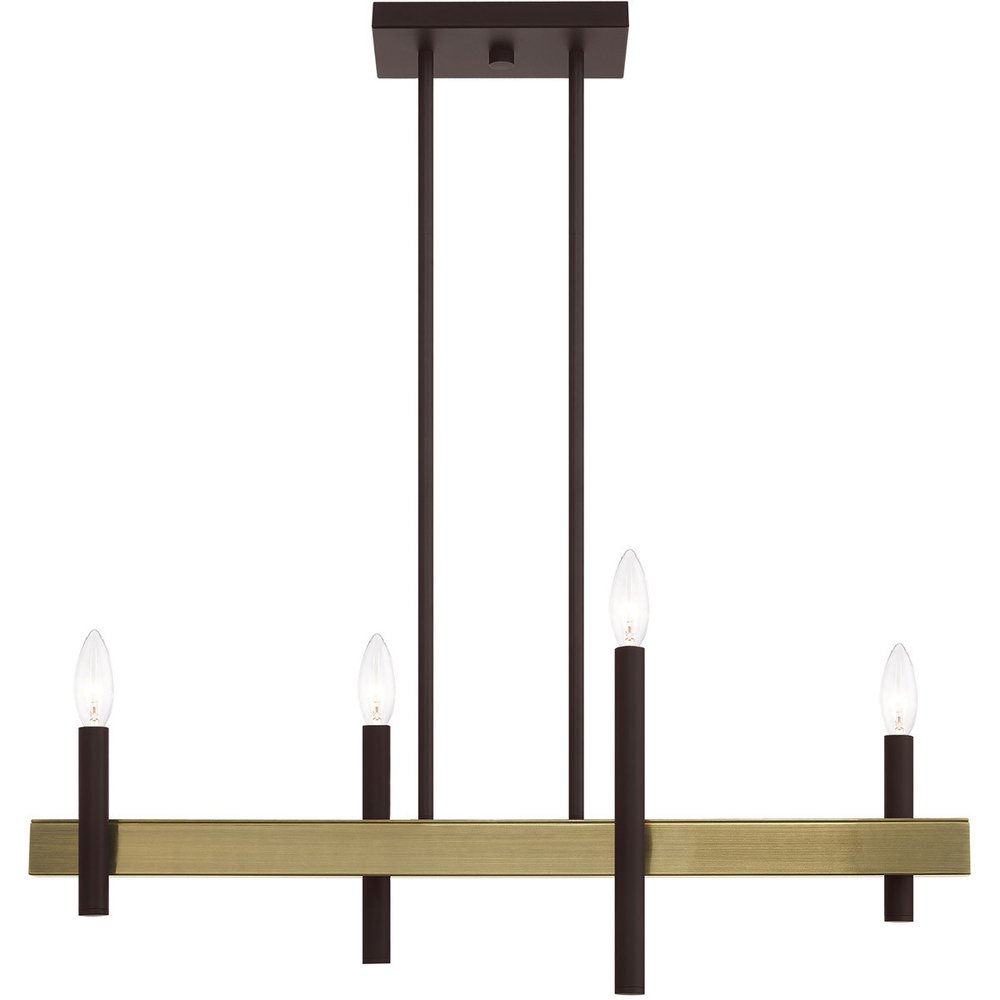 Bronze Four Light Metal Dimmable Chandelier With Shades HomeRoots