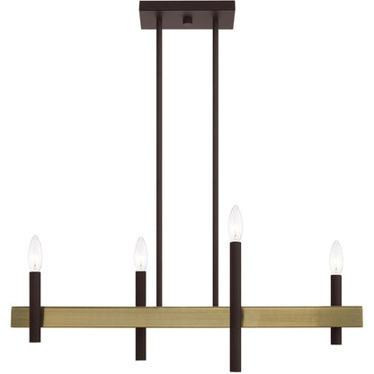 Bronze Four Light Metal Dimmable Chandelier With Shades HomeRoots