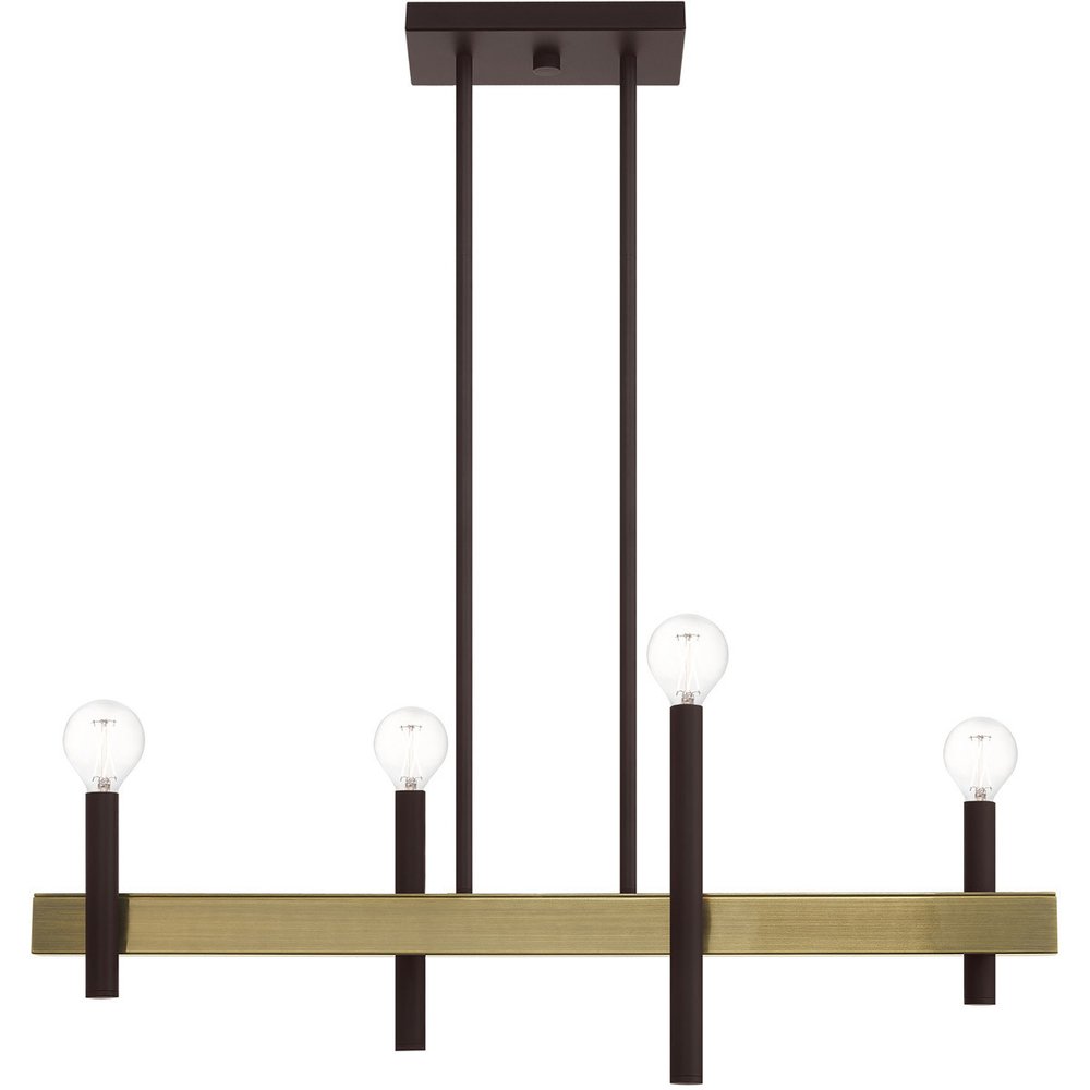 Bronze Four Light Metal Dimmable Chandelier With Shades HomeRoots