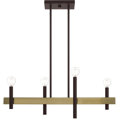 Bronze Four Light Metal Dimmable Chandelier With Shades HomeRoots