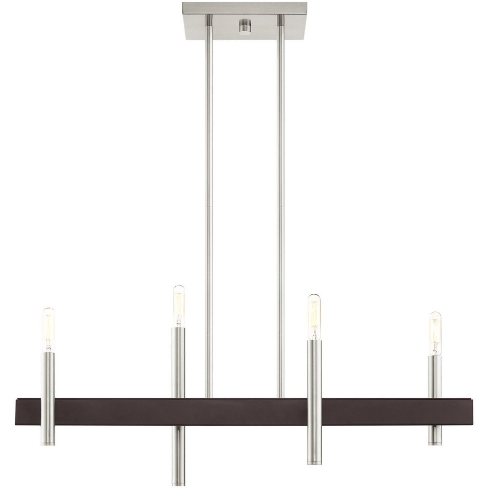 Nickel Four Light Metal Dimmable Chandelier With Shades HomeRoots