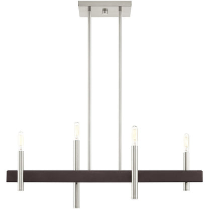Nickel Four Light Metal Dimmable Chandelier With Shades HomeRoots