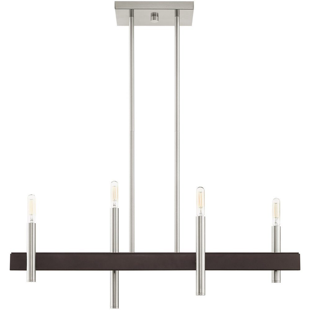 Nickel Four Light Metal Dimmable Chandelier With Shades HomeRoots