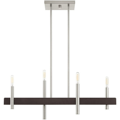 Nickel Four Light Metal Dimmable Chandelier With Shades HomeRoots