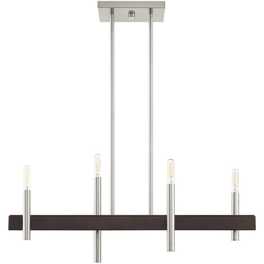 Nickel Four Light Metal Dimmable Chandelier With Shades HomeRoots