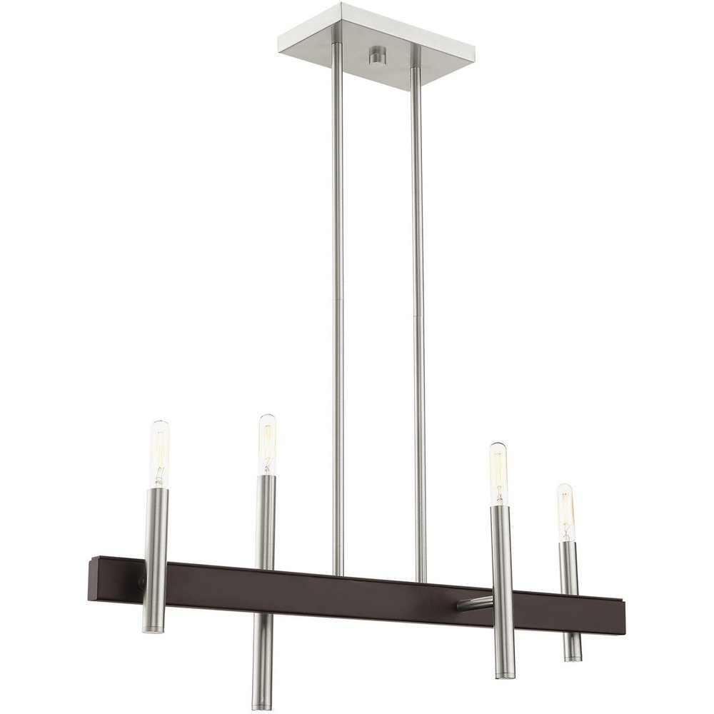 Nickel Four Light Metal Dimmable Chandelier With Shades HomeRoots